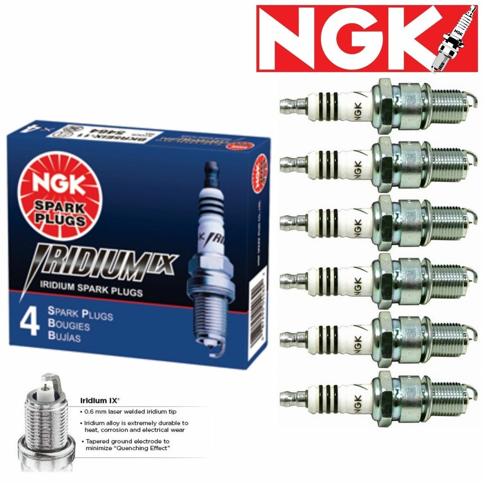 6 Pack NGK Iridium IX Spark Plugs 6216 CR9EHIX-9 6216 CR9EHIX9 Tune
