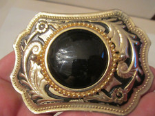 BLACK CRYSTAL OR STONE DESIGN BELT BUCKLE - GW-5