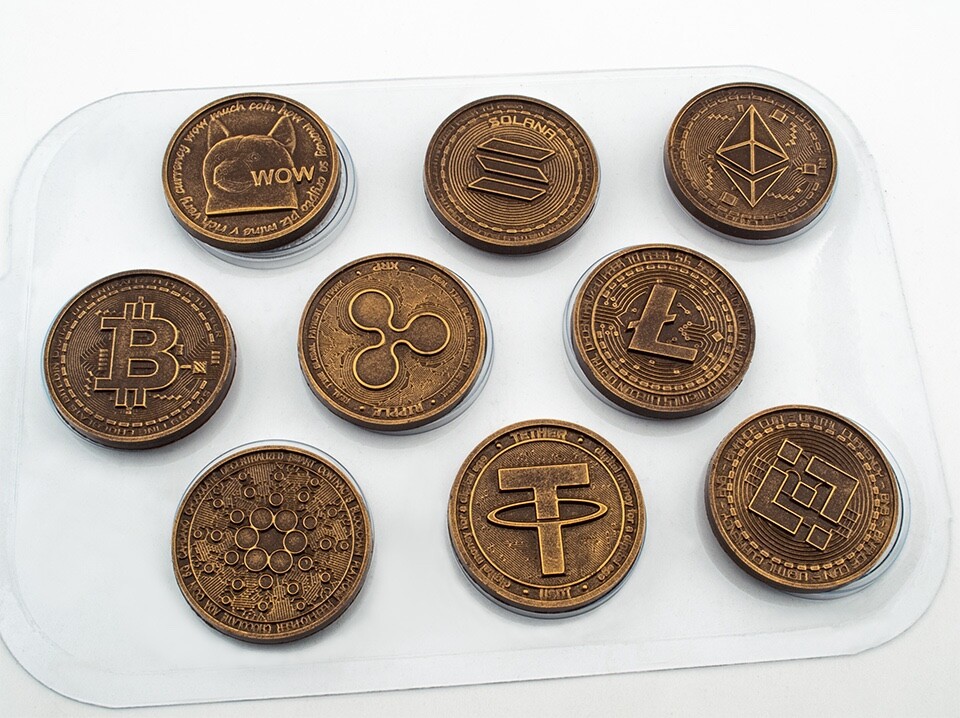 CRYPTO CURRENCY SHAPED VARIETY MOLD, Money Cake Decoration, Chocolate Coin Mold,