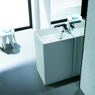 Stand Waschbecken Waschtisch Standbecken Halb säule Mineralguß weiß