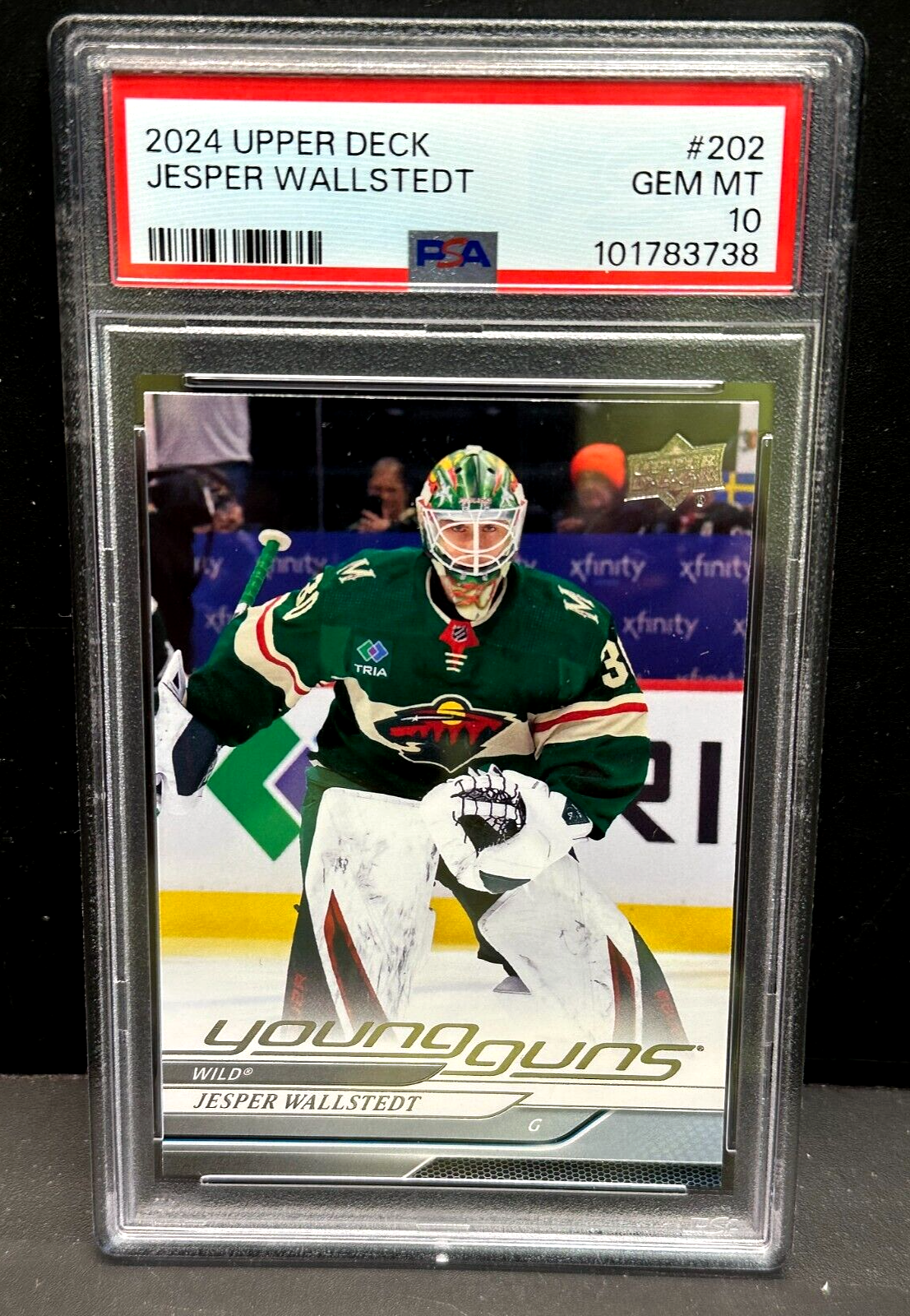 Jesper Wallstedt 2024-25 Upper Deck Young Guns RC #202 PSA 10 GEM MT Minnesota Wild Hockey Card