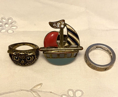 3 Neuheit Ringe Vintage Emaille Schiff Harry Potter Eule, Camille Lucie Band #6