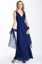 Alex Evenings Ruched Mesh Gown Sz 12 Electric Blue