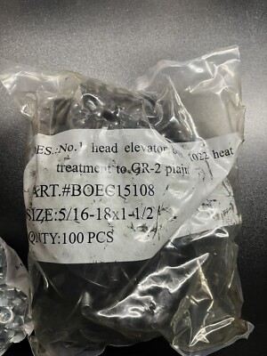 (100) Tapco 5/16''-18 x 1-1/2'' Head Elevator Bolts Heat Treated Gr.2 With Nuts