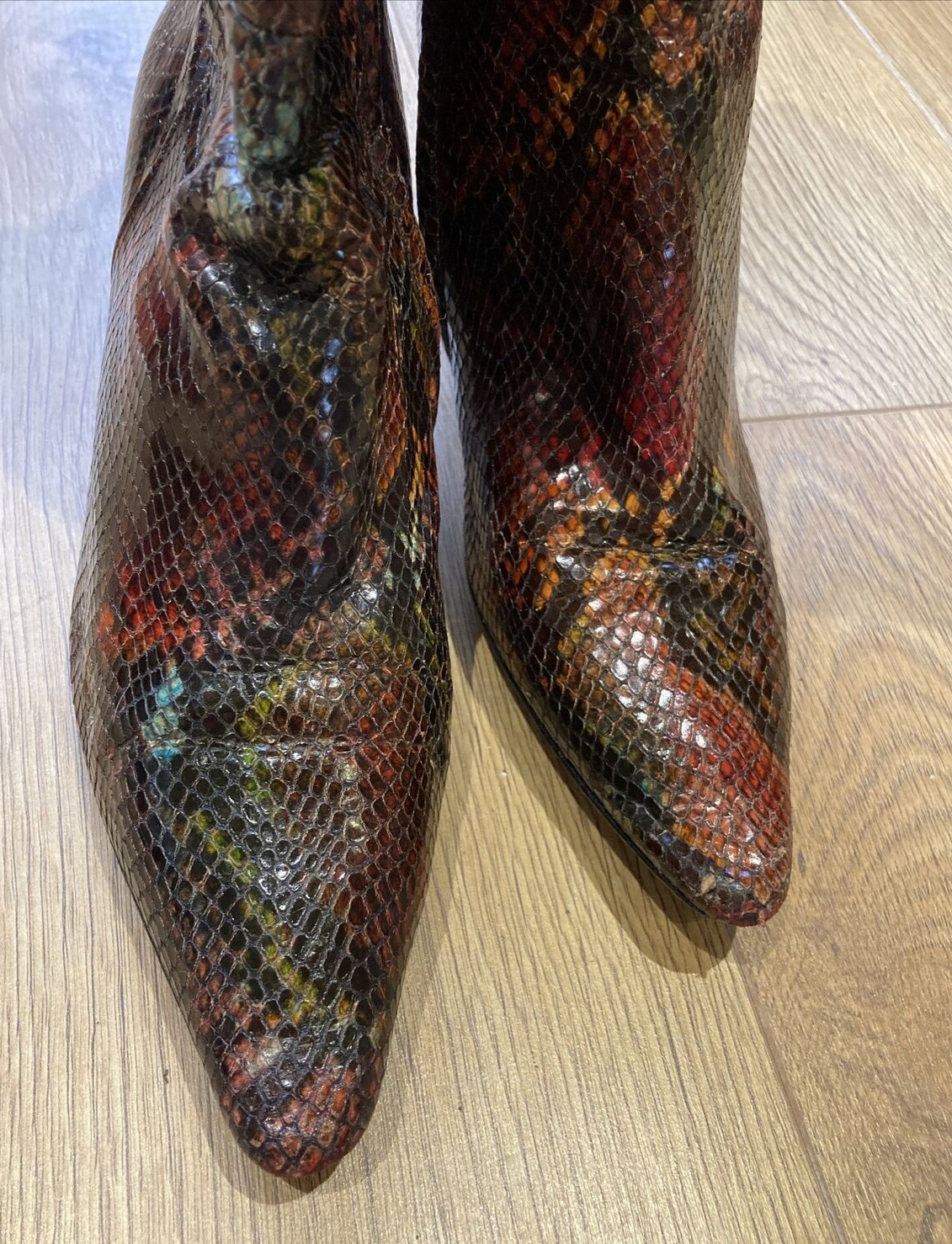 Vintage Charles Jourdan Paris Snakeskin 80s/90s Boots, UK 5.5 US 7.5B EU 38.5 5