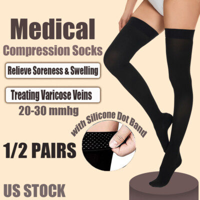 Thigh High Compression Stockings Unisex Socks 20-30 mmHg Moderate Level