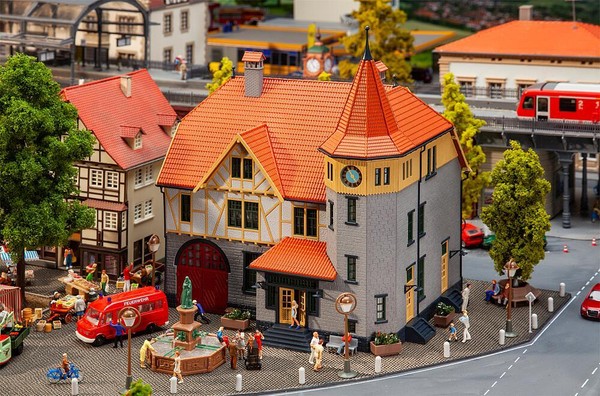 Faller 130649 Town Hall With Fire Brigade Garage 1:87 H0 Gauge # New In Ovp #-image