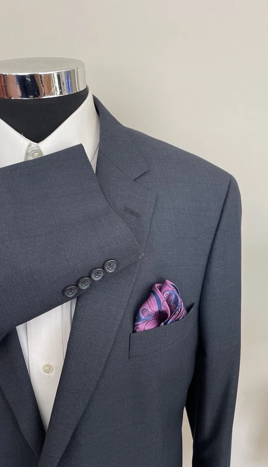 Chaqueta Abrigo Deportivo Saddlebred Para Hombres Dos Botones Azul Mezcla Poli Talla 46L Foto 4 de 4