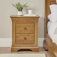 French Louis Oak 2 Drawer Bedside Table - Bedroom Furniture - FL01