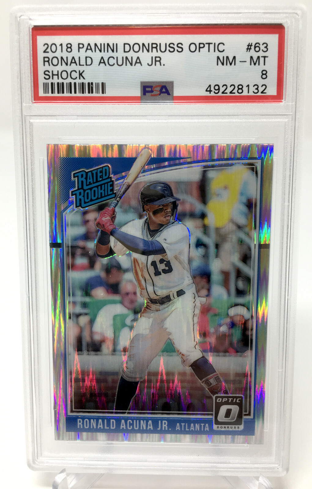 2018 Panini Donruss Optic #63 SHOCK Ronald Acuna Jr. PSA 8 Rookie Card view 6