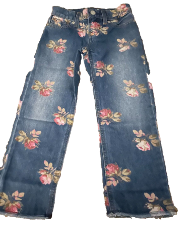 Mädchen Gap 90er Jahre hoher Bund, gerades Bein, grau Blumendruck Jeans Größe 14 neu mit Etikett
