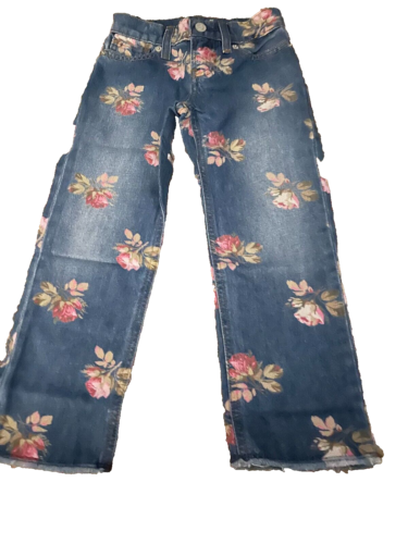 Girl's Gap '90s High Rise, Straight Leg, Gray Floral Print Jeans Size 14 NWT - Picture 1 of 3