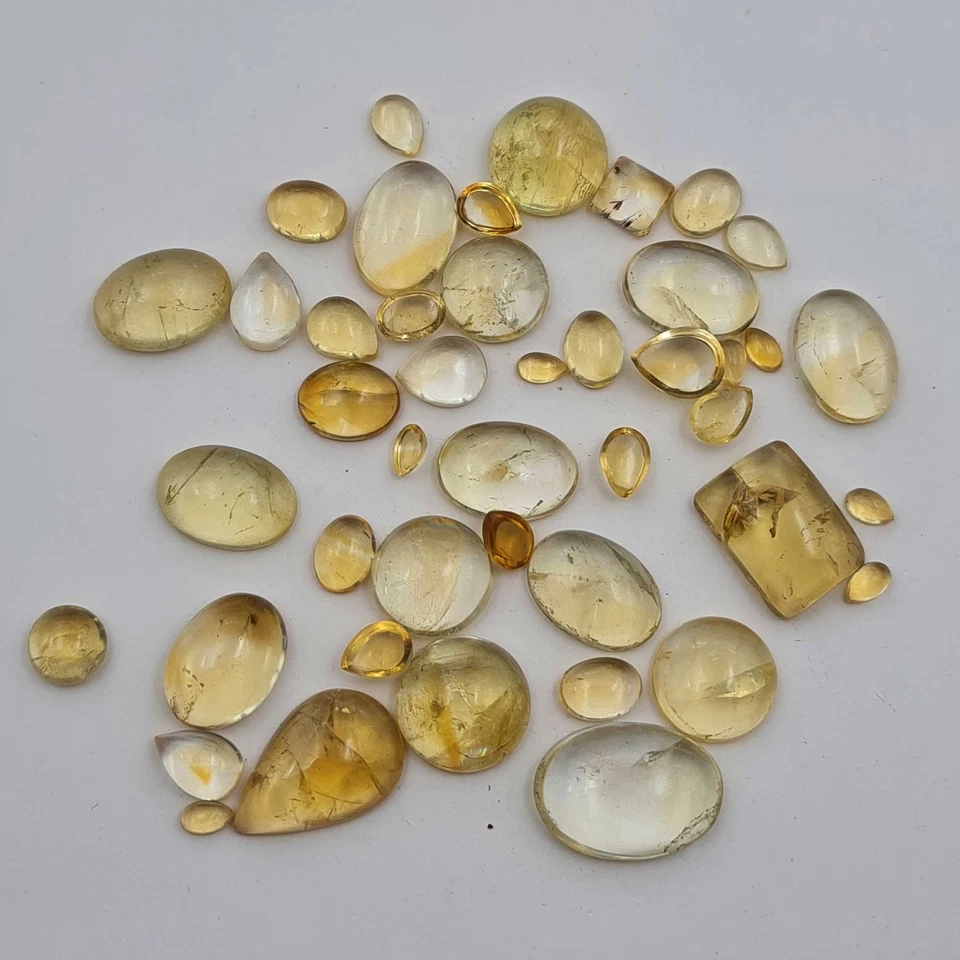 Lote de 35 piedras preciosas sueltas cabujón con forma de mezcla de citrino natural 3*5-13-18 mm 100 CT Foto 2 de 3