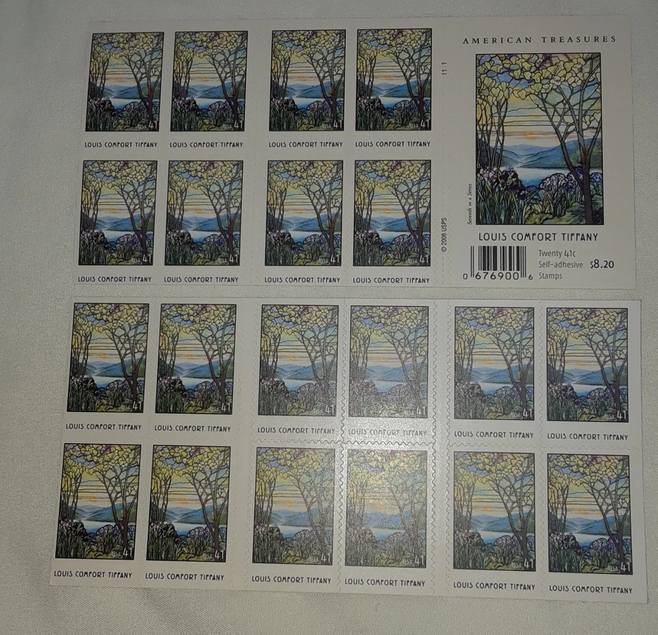 Two Booklets x 20 = 40 of LOUIS COMFORT TIFFANY 41¢ US Postage Stamps. USA 4165a - Image 2 of 4