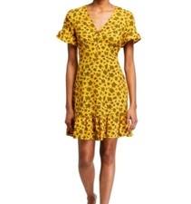 Michael Kors Summer Vintage Style 90's Yellow Floral Mini Dress Size 4