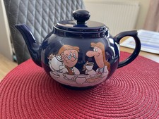 Wade Lyons Tetley teapot Tea Folk Navy Blue 1990s Vintage in good order