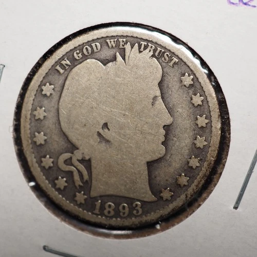 1893   *S *  BARBER SILVER QUARTER  ***NICE*** FREE SHIPPING   C2106