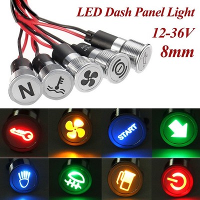8mm 12V LED Anzeigelampe Signal Warn Licht Kontrollleuchte für Auto