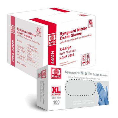 Basic Medical Blue Nitrile Exam Gloves - Latex-Free & Powder-Free - NGPF 7004