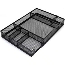 Desk Drawer Organizer Tray 1-Pack Metal Mesh Adjustable Compartments 6 Grid Mult