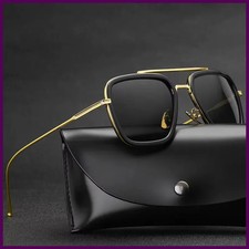 Brand Design Tony Stark Square Sunglasses For Men Women Fashion Vintage Classic