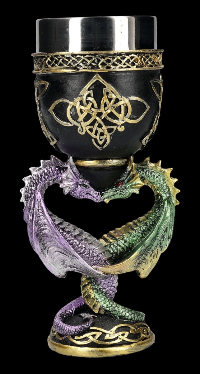 Gothic Wine Glass Dragon Chalice - Two Dragon Shapes One Heart - Fantasy 200 Ml