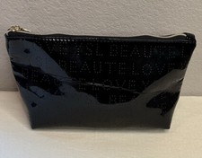 Yves Saint Laurent YSL Logo Black Patent Leather Makeup Cosmetic Bag Travel