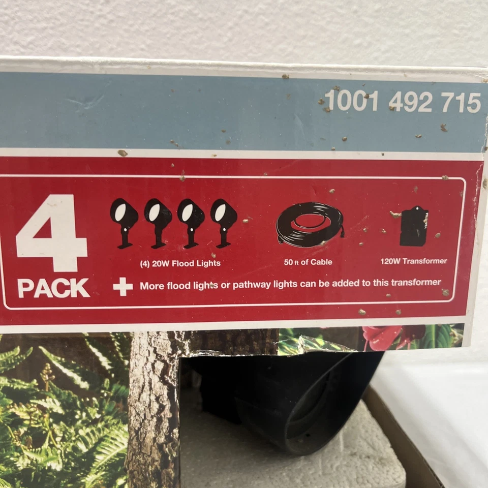 Kit de luces de inundación para exteriores Hampton Bay de 20 vatios de bajo voltaje paquete de 4 negras nuevas en caja nos Foto 2 de 4