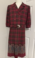 Breli Originals Vintage 80’s Women’s Dress Burgundy Plaid Size 18 USA Made