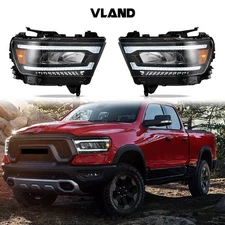 VLAND Full LED Headlights w/Sequential For 2019-2023 Dodge Ram 1500 Left+Right