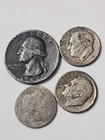 Mixed Lot of Pre-1964 U.S. Silver Coins: One Quarter, Three Dimes, Free Ship