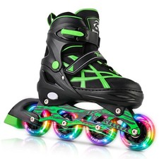 Kuxuan 4 Size Adjustable Inline Skates for Kids Boys Girls Ages 5-12,Illumina...