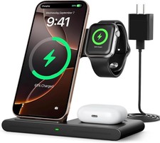 Portable Wireless Fast Charger for Apple Android Charging Station,3in1Charging
