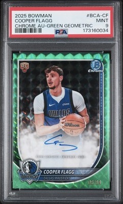 2025 BOWMAN CHROME AUTO GREEN GEOMETRIC COOPER FLAGG 99 PSA 9 🔥 RARE