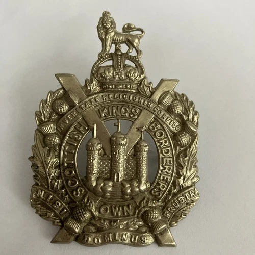 Vintage Cap Badge : King's Own Scottish Borderers - BRITISH ARMY Ww2 Lugs no pin