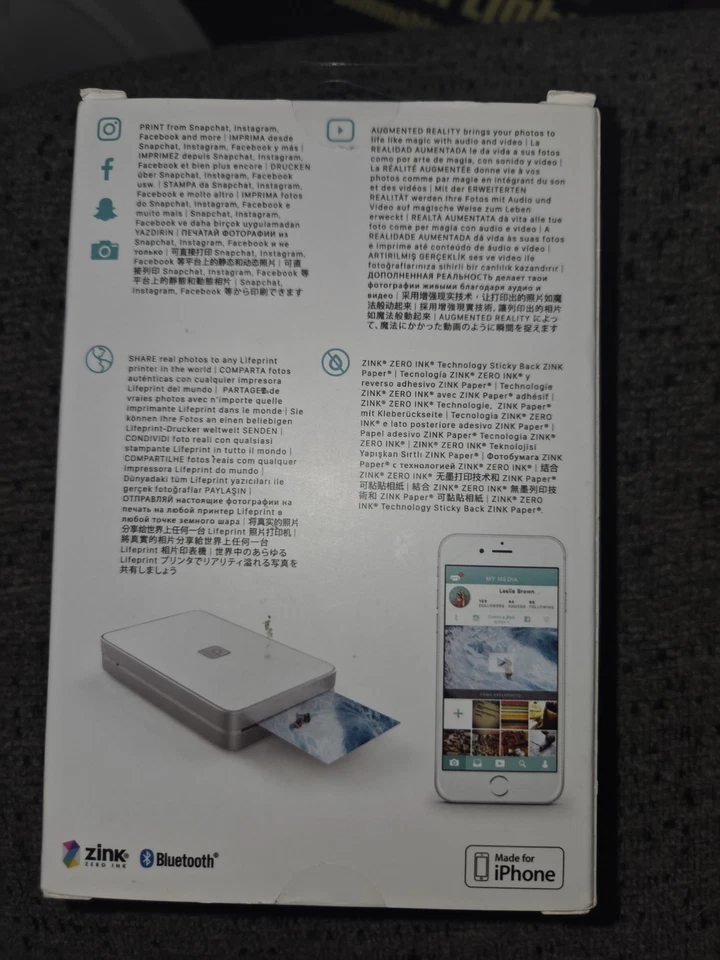 New Lifeprint Portable 3" x 4.5" Photo Video Printer for iPhone Black LP002-2 - Image 2 of 3