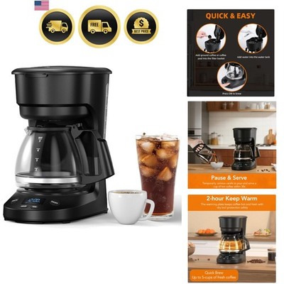 Compact 5-Cup Programmable Drip Coffee Maker   the essential coffee machine w...