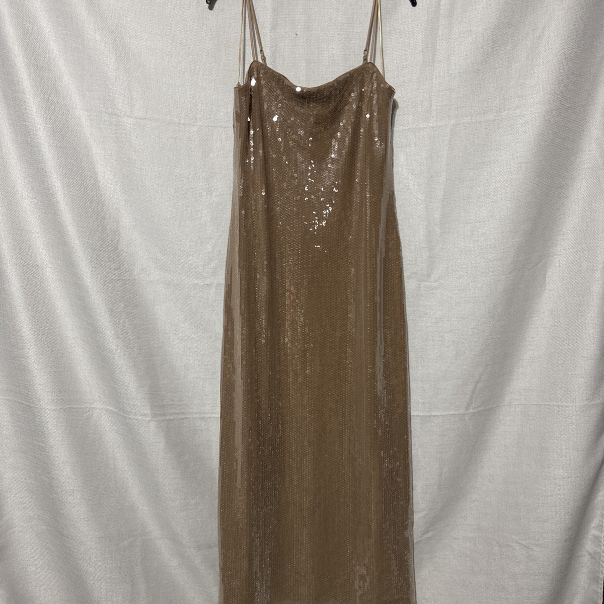 Abercrombie & Fitch Dress Tan Straight Neck Sequin Midi Formal Womens XL  Tall | eBay