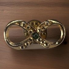 Harriet Carter Lapel Pin Infinity Symbol Genuine Emerald 24k Gold Electroplated