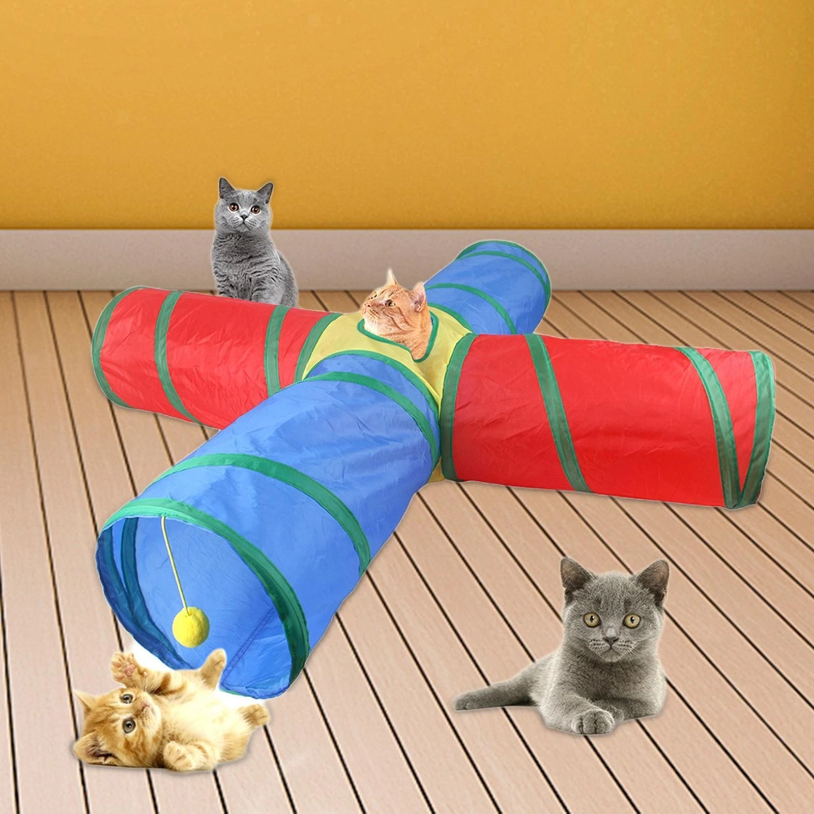 Cat Tunnels Tube Play Tunnels Colorful Funny Interactive Play Toy for Kitten