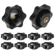 10pcs Star Knobs M6 Thread 38mm Head Through Hole Clamping Handles Black