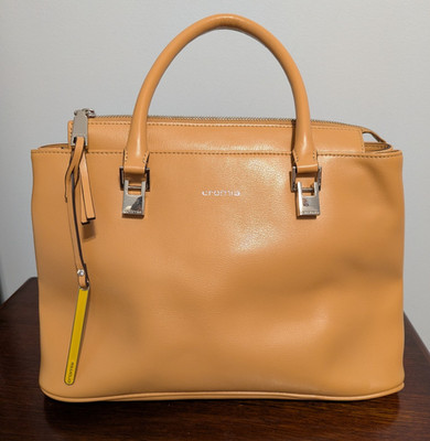 Cromia womens italian leather tan purse with blue lining shoulder bag luxury