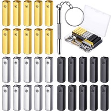 Funrous 30 Pcs Metal Aglets Shoelace Tips 25 x 6.2 mm, Gold, Silver, Black