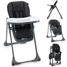 Baby High Chair with 7 Height 3 Footrest Adjustable Cup holder 2 Wheels