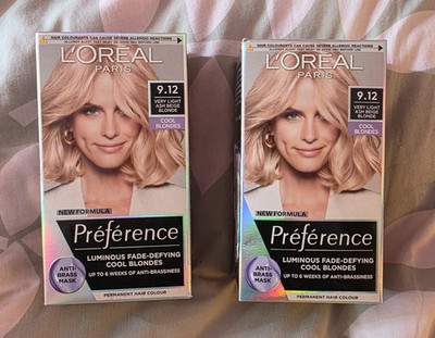2x L'Oreal Paris Preference Permanent Haarfarbe 9,12 sehr hell aschbeige blond