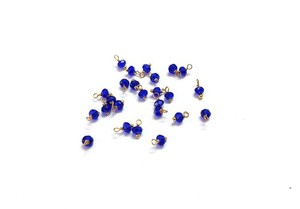 Authentic 100 Pcs Blue Quartz Rondelle Faceted 3-4mm Beads, Gold Plated Wire Wrapped