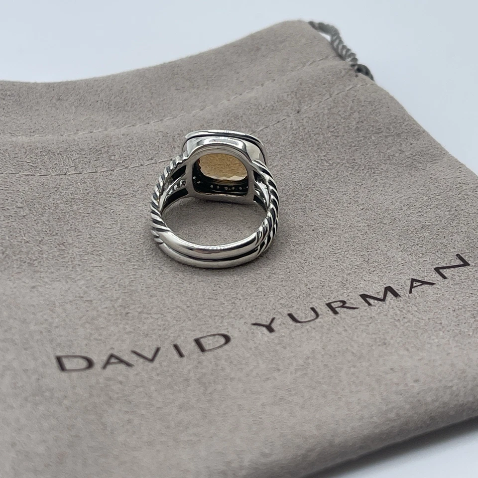 David Yurman Sterling Silver Albion Ring 11mm Citrine and Diamonds Size 7 - Image 3 of 4
