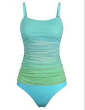 ZAFUL Womens Tankini 2 Piece Bathing Suit With Sheer Mesh Top Size Large