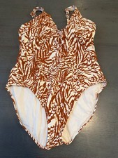 brown white textured TIME AND TRU one piece swimsuit size XL 16-18