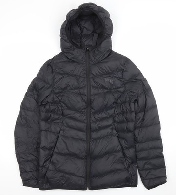 Puma gefütterte Jacke Mantel Damen schwarz Größe 12 mit Kapuze